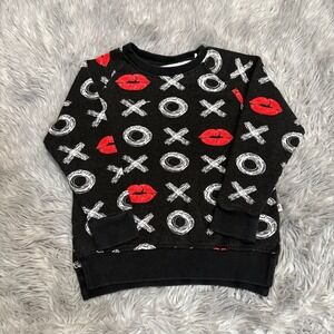 Bums & Roses Pullover XO Valentines Black Toddler 3T Unisex